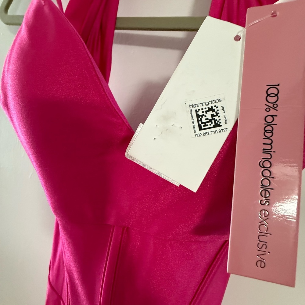 Aqua Pink Satin Corset Gown Size 6 - Picture 4 of 6